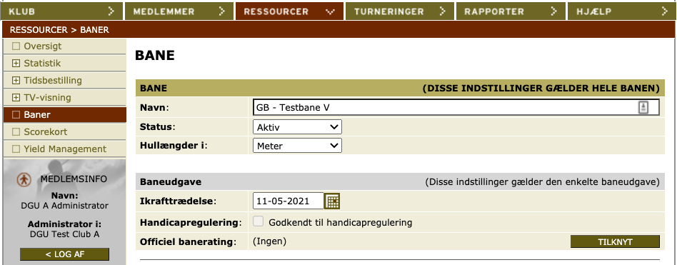 Opsæt bane